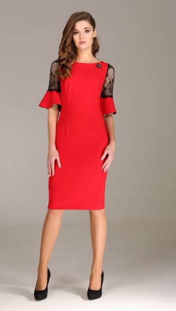 RED WOMEN DRESS WITH SPIDER BROOCH # 37