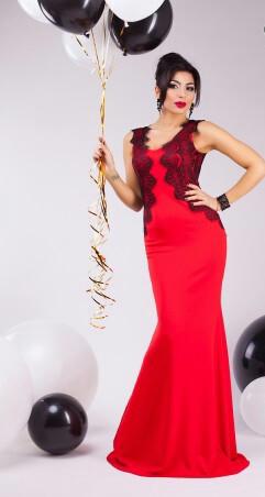 RED BLACK MAXI PARTY DRESS #96