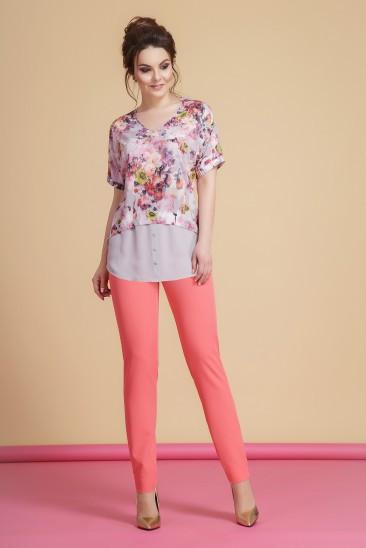 PINK CHIFFON AND COTTON SUMMER FASHION WOMEN SUIT SET 