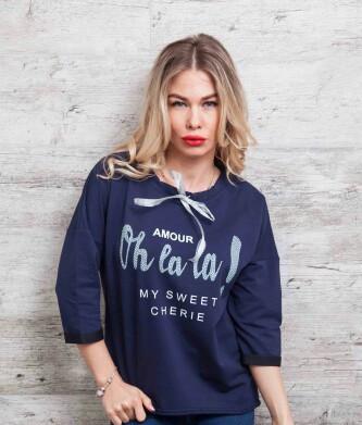  DARK BLUE FASHION WOMEN TOP OH LA LA 