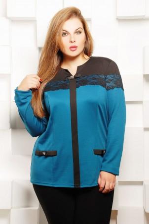 BLUE FASHION DESIGNER WOMEN PLUS SIZE WOOL TOP 