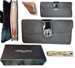 GIORGIO ARMANI BLACK CLUTCH BAG WITH BOX