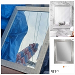 RECTANGULAR FRAMED CHROME VANITY MIRROR 27.5×33.5 INCH ***