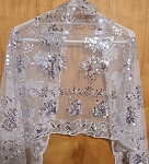 RECTANGULAR FASHION WOMEN WHITE SEQUIN SCARF 