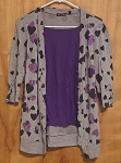 TEMPTED GIRLS GRAY PURPLE FASHION GIRL CARDIGAN 