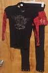 BUNDLE RED BLACK FASHION GIRL SET PANTS SKIRT AND TOP 