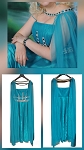 TARIK EDIZ TEAL FASHION WOMEN GOWN