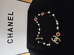AUTHENTIC CHANEL FULL SET | STATEMENT PEARL & CRYSTAL NECKLACE | BURGUNDY GEM | 2020 (020 V) | EXCELLENT