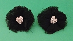 CANDIE'S BY BRITNEY SPEARS BLACK FABRIC FLOWERS STUD EARRINGS  