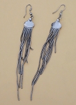 LONG SILVER TONE CHAIN TASSEL DANGLE EARRINGS FRINGE STATEMENT JEWELRY DROP HOOK 