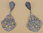 UNIQUE VINTAGE 1986 HANDMADE NICKEL SILVER (MELCHIOR) ETHNIC EARRINGS TAJIKISTAN MUSEUM QUALITY 