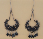 RARE VINTAGE 1986 HANDMADE NICKEL SILVER (MELCHIOR) ETHNIC CHANDELIER EARRINGS LIMITED EDITION  FROM MUSEUM TAJIKISTAN 