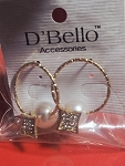 D'BELLO  GOLD-TONE HOOP EARRINGS WITH FAUX PEARLS & RHINESTONES 