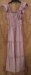 GLORY DUSTY ROSE MAXI DRESS RUFFLE SLEEVE