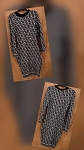 GEOMETRIC PATTERN KNIT SWEATER BLACK AND BEIGE BODYCON DRESS