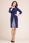 BLUE FASHION ELEGANT DESIGNER WOMEN DRESS WITH BROOCH # 38 
