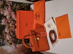 ORANGE POPULAR  NATURAL LEATHER HERMES BAG