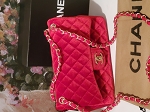 RED VELOUR DESIGNER FASHION LEATHER CHAN BAG