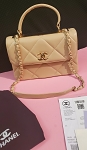 CC BEIGE DESIGNER LEATHER BAG 