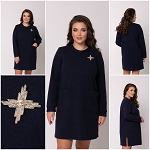 CASHMERE FASHION DARK BLUE WOMEN DRESS PLUS SIZE # 184 