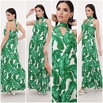 SUMMER PALM LEAVES FASHION WOMEN DRESS # 176