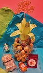 Birthday gift set with pineapple champagne,  chocolate,  4 natural organic goat milk soap 