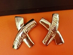 PALOMA  PICASSO LOGO LARGE X KISS CLIP ON VINTAGE WOMEN EARRINGS AUTHENTIC 