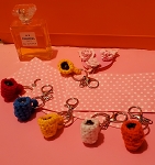 CROCHET MINI MUG COFFEE WITH STEAM KEYCHAIN 