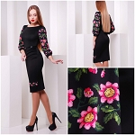 BLACK CLASSIC ELEGANT WOMEN DRESS WITH FLOWERS STYLE ***10