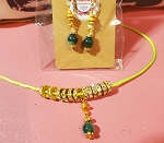 HANDMADE FASHION MALACHITE SET WITH RONDELLE CRYSTAL NECKLACE AND EARRINGS 
