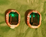 AUTHENTIC NINA RICCI VINTAGE GREEN & CLEAR CRYSTAL EARRINGS 