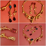 OSCAR DE LA RENTA CORAL BRANCH NECKLACE & DROP EARRINGS SET PINK OR MULTI-COLOR