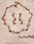Oscar de la Renta Wave string pearl necklace and earrings