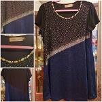 BLUE BLACK SPARKLE WOMEN DRESS 