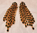 OSCAR DE LA RENTA GREEN LONG CLIP ON EARRINGS 