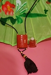 Vintage YSL Lucite Pendant Mini Opium Perfume Necklace 