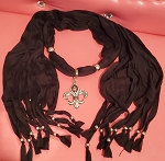BLACK FASHION WOMEN SCARF WITH FLOWER LILY DECOR ***