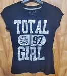 TOTAL GIRL BLACK WITH SILVER SPARKLY DECOR GIRL TOP 