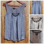 EXPRESS GRAY SILK FASHION WOMEN TOP 