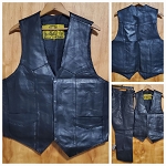 BLACK SHAF LEATHER MEN'S VEST 