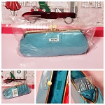 MIU MIU *** Blue Turquoise Pouch / Clutch /Cosmetic Bag with snap closure