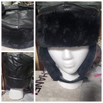 Men Leather Fur Winter Warm Hat