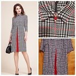 GRAY RED SCOTLANDS STYLE FASHION WOMEN DRESS # 87