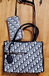 DIOR LOGO BLACK GRAY BAG WITH WALLET 