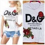 COTTON BEAUTIFUL WOMEN TOP WITH SPARKLY FLOWERS DECOR 