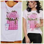 SUMMER WHITE FASHION WOMEN TOP WITH FLOWERS IN BAG DIOR 
