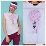 SUMMER WHITE FASHION WOMEN TOP BOTTLE AND FLOWERS BALL