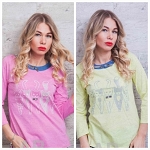  YELLOW OR PINK FASHION WOMEN TOP WITH CATS 
