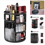 Syntus 360 Rotating Makeup Organizer, DIY Adjustable Set, Black.