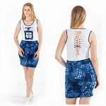 BLUE WHITE COTTON SUMMER FASHION WOMEN DRESS #29
